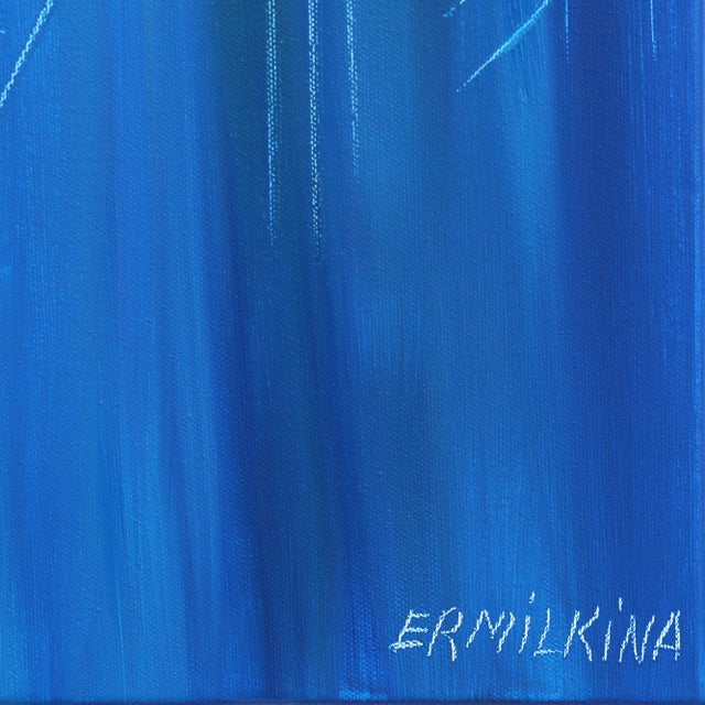 Blue New Sun - Color Drenched Figurative Abstract Textured Impasto Painting by Ekaterina Ermilkina For Sale - Image 8 of 8