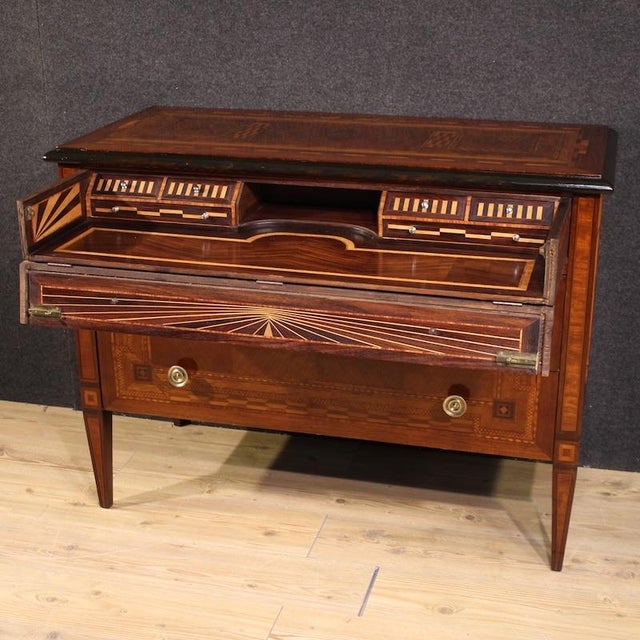 Italian Louis XVI Style Inlaid Commode, 1950 For Sale - Image 4 of 13