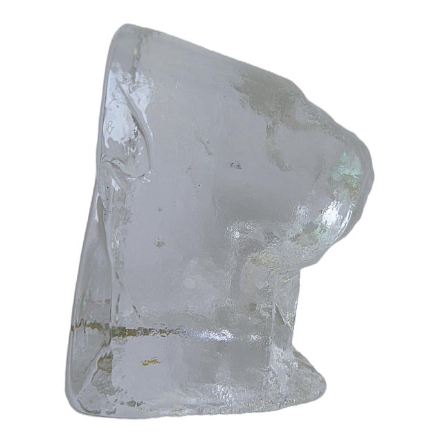 Swedish Organic Mid Century Modern glass sculpture by designer Erik Hoglund. Solid clear glass with a rustic feel to it...