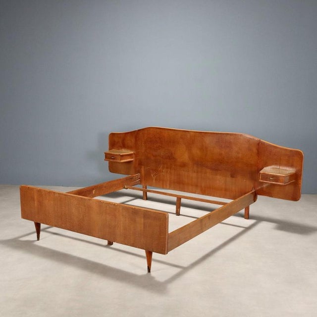 Vintage Double Bed in Maple Burl Veneer, 1950s For Sale - Image 9 of 9