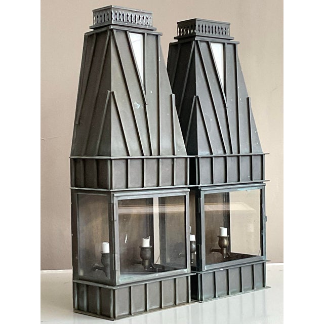 Late 20th Century Vintage Boho Georgian Art Lighting Sconces - A Pair For Sale - Image 5 of 12