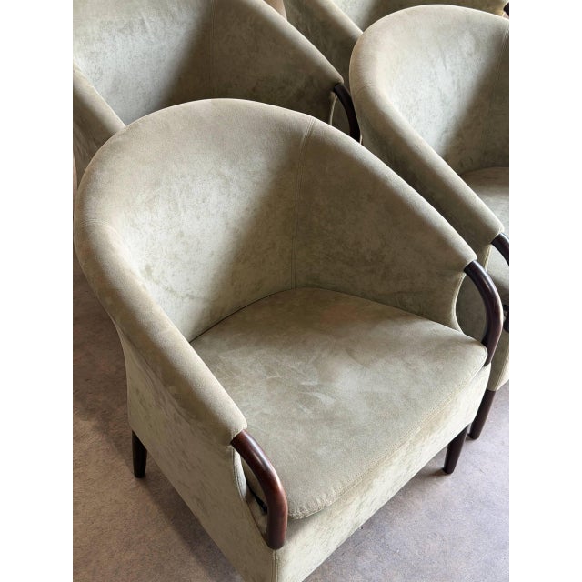 Set of 4 Mid 20th Century Danish Modern Lounge Chairs Green Upholstered Scandinavian Club Chairs For Sale - Image 9 of 10