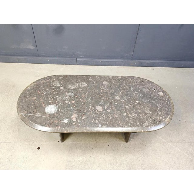 Vintage oval grey marble coffee table. Beautiful colours and pattern in the stone, all crafted by nature. Beautiful...