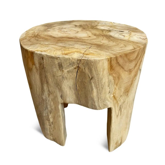 Jona Organic Teak Round Side Table For Sale In Los Angeles - Image 6 of 12