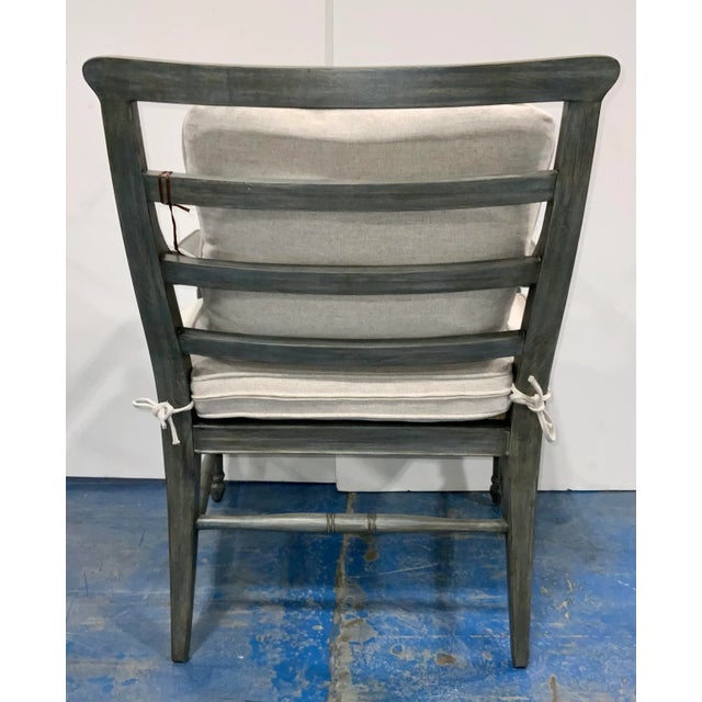 Jonathan Charles Jonathan Charles Modern Blue-Gray Florennes Arm Chairs Pair For Sale - Image 4 of 9