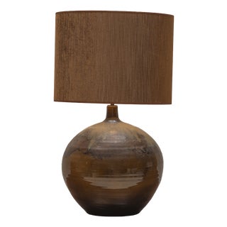 Large French Glazed Ceramic Table Lamp, 1970s For Sale