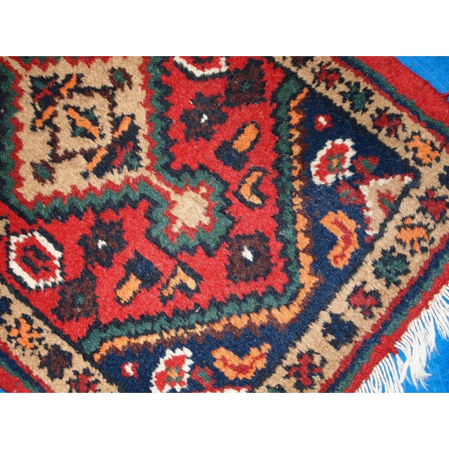 Handmade Vintage Persian Hamadan Rug 1.3' X 2' (41cm X 61cm) 1970s For Sale In New York - Image 6 of 9