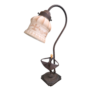 1920s Art Deco Ballerina Boudoir Lamp With Frosted Shade