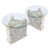 Postmodern Pair of Tessellated Mactan Stone Side Tables With New Round Glass Tops For Sale - Image 3 of 13