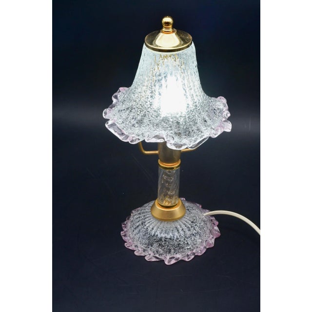 Italian Pink Murano Glass Vintage Table Lamp, 1980s For Sale - Image 3 of 12
