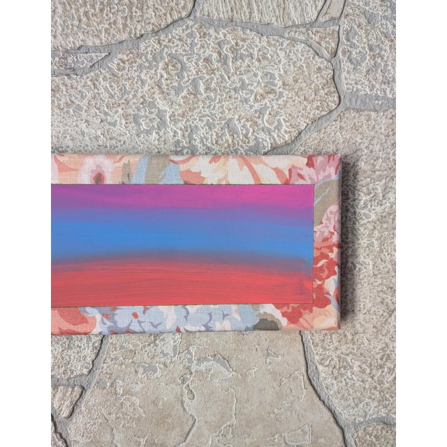 Contemporary "Ease" Contemporary Abstract Painting on Floral Vintage Textile For Sale - Image 3 of 6