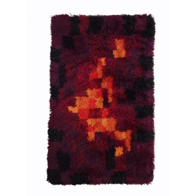 Textile Mid-Century Modern Handmade Rya Rug in Wool, Denmark, 1970s For Sale - Image 7 of 7