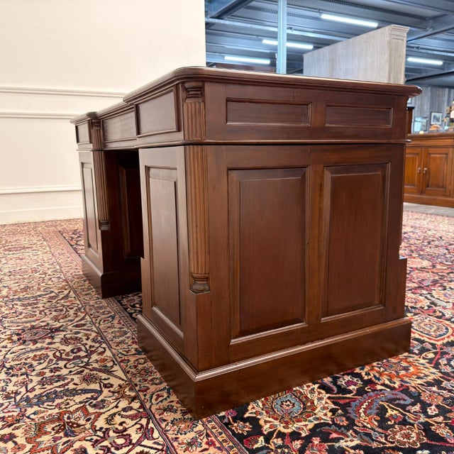 Brown English Classic Desk in Teak with Leather For Sale - Image 8 of 18