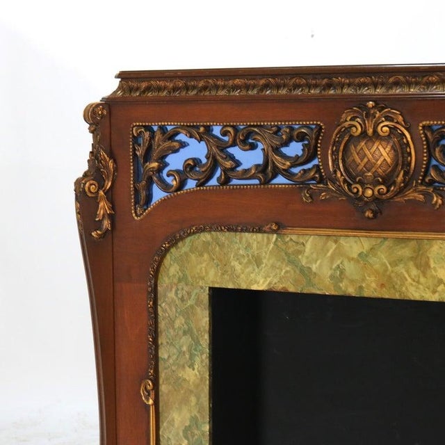 French Antique French Louis XV Style Foliage Carved Walnut & Gilt Fireplace Mantle For Sale - Image 3 of 14