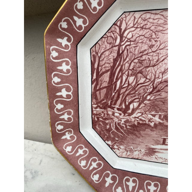 French Country 19th Century Faience Winter Scene Platter Hippolyte Boulenger Choisy Le Roi For Sale - Image 3 of 6