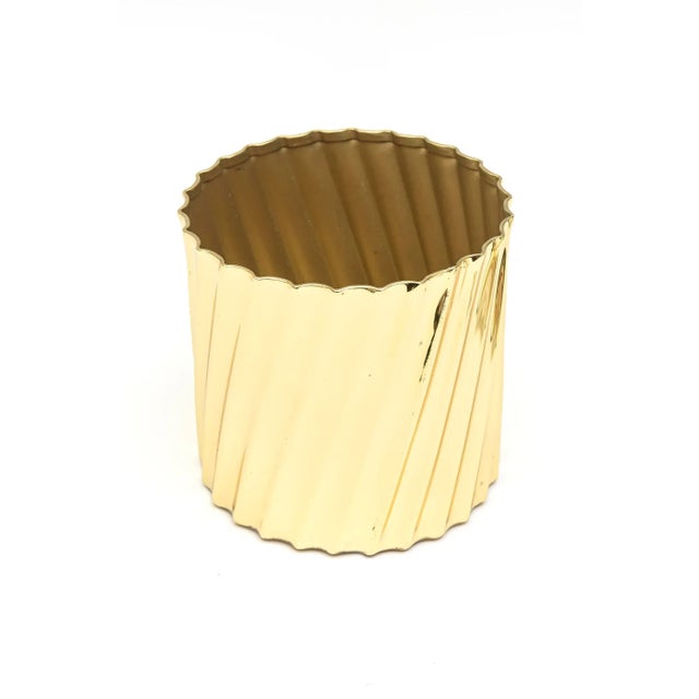 1950s Vintage Brass Fluted Box With Ball Top MId Century Modern Desk Accessory 50's For Sale - Image 5 of 11