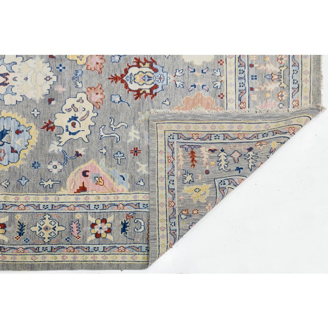 Contemporary Contemporary Modern Oushak Style Hand-Knotted Wool Rug in Slate Grey & Pastel For Sale - Image 3 of 12