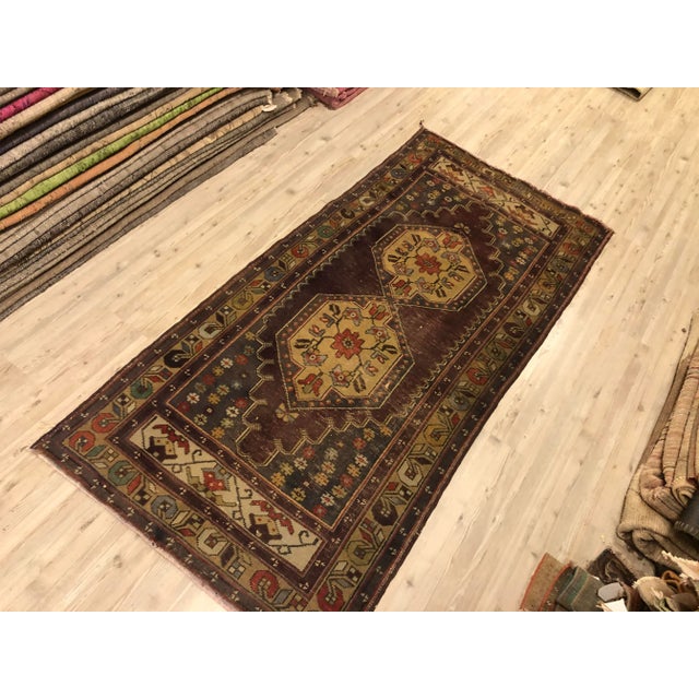 Tribal Vintage Brown Tribal Oushak Rug For Sale - Image 3 of 11