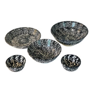 Mid 20 C Century Italian Roma Spattered Spongewear Ceramic Bowls Set Handpainted - Set of 5 For Sale