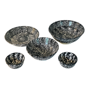 Mid 20 C Century Italian Roma Spattered Spongewear Ceramic Bowls Set Handpainted - Set of 5