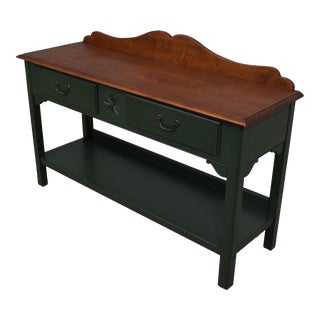 Ethan Allen Country Green Painted Console Table For Sale