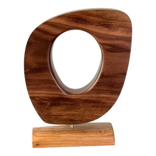Geometric Wood Sculpture Mid-Century Modern Walnut & Oak Art For Sale