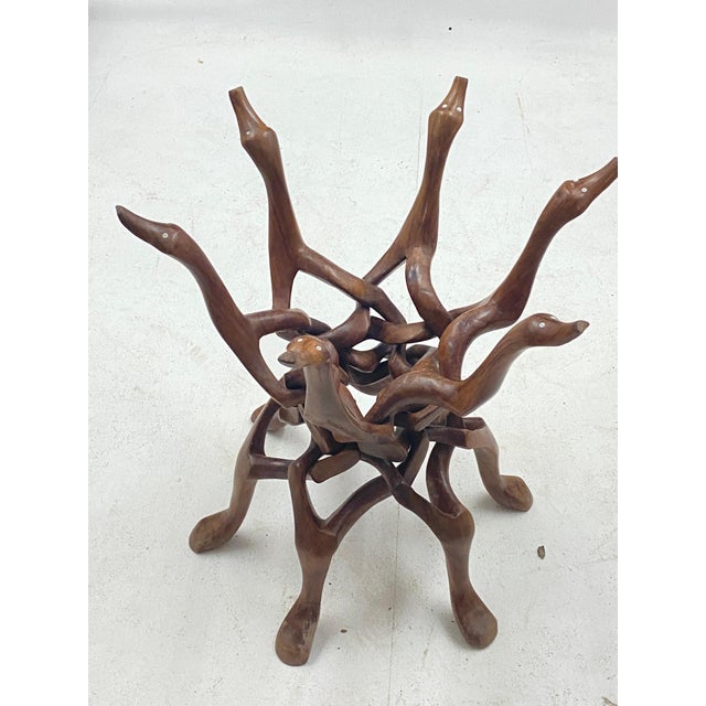 Black Large Ceramic Vide Poche on Tripod Base in Wood with Sculpted Birds, France, 1960s For Sale - Image 8 of 14