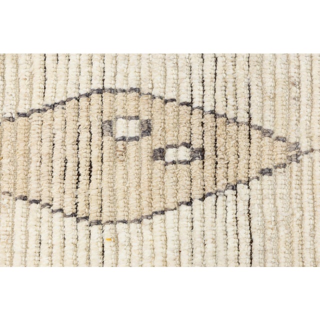 Textile Contemporary Handmade Moroccan Style Wool Area Rug With Geometric Diamond Motifs For Sale - Image 7 of 11