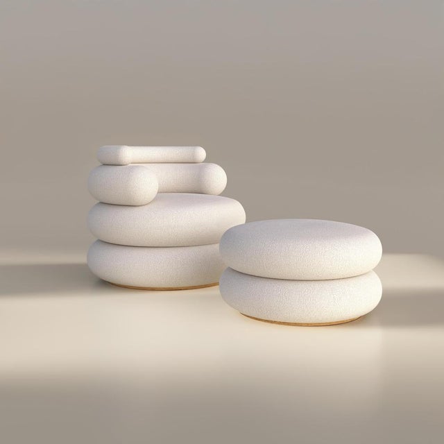 Set of 2 levante armchair and ottoman by francesco zonca numbered series signed dimensions: d 85 x w 90 x h 71.5 cm, d 70...