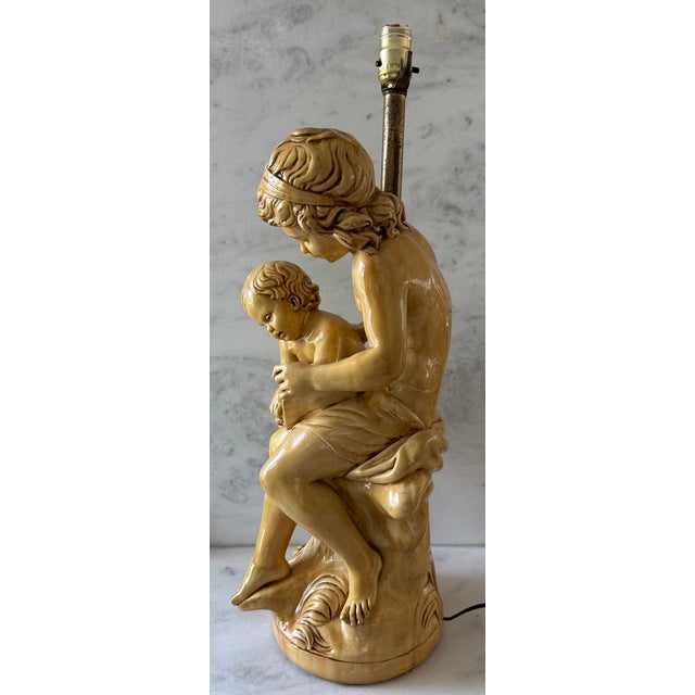 Mid 20th Century Large Vintage Italian Statue Table Lamp For Sale - Image 5 of 12