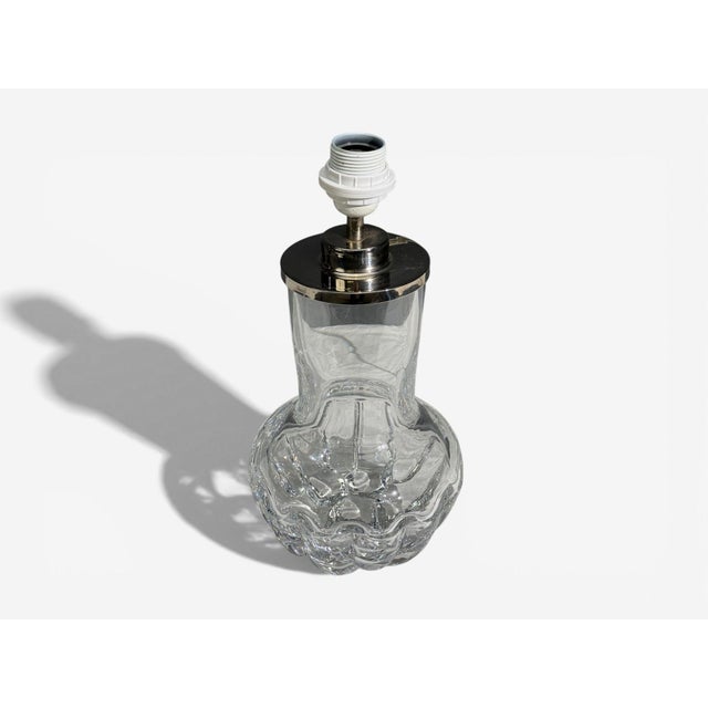 Olle Alberius, Orrefors, Swedish Mid-Century Modern, Table Lamp, Blown Glass, Sweden, 1970s Pair of clear glass and...