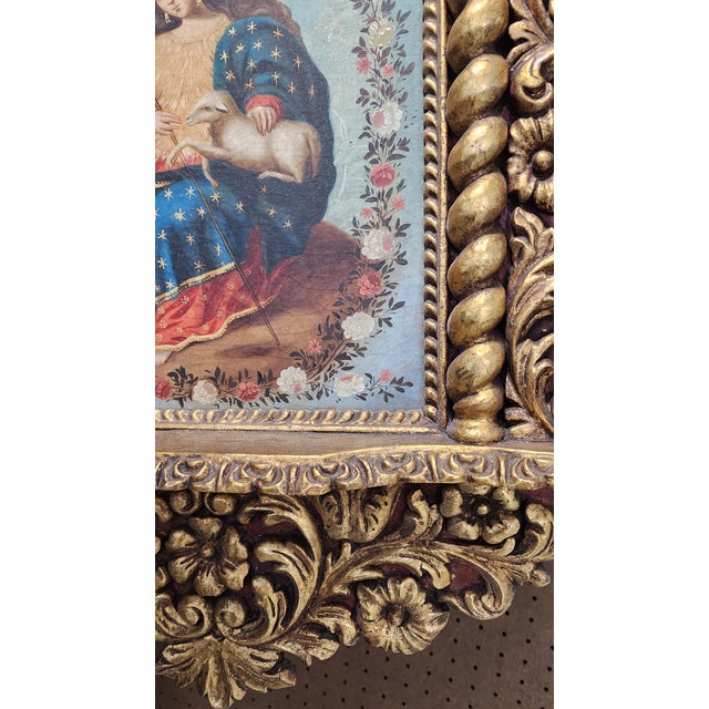 Late 19th Century Divine Shepherdess Original Oil Paniting For Sale - Image 11 of 11