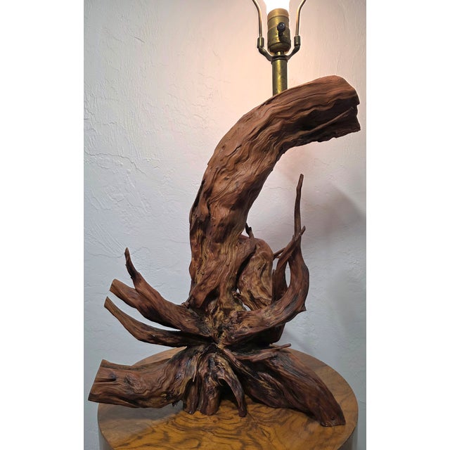 Vintage Driftwood MCM Wood Table Lamp For Sale - Image 12 of 12