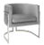 Worlds Away Modern Gray Velvet and Polished Nickel Barrel Back Jenna Lounge Chair For Sale