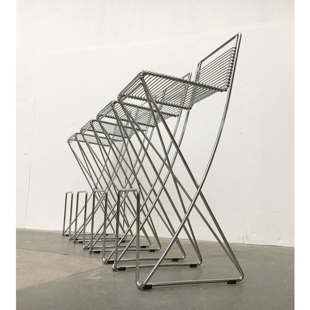 1980s Postmodern German Kreuzschwinger Bar Stools by Till Behrens for Schlubach, 1980s, Set of 4 For Sale - Image 5 of 15
