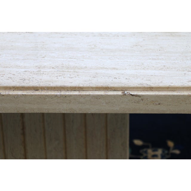 Vintage 1970s Italian Travertine Pedestal Dining Table – Mid-Century Modern For Sale In Los Angeles - Image 6 of 18
