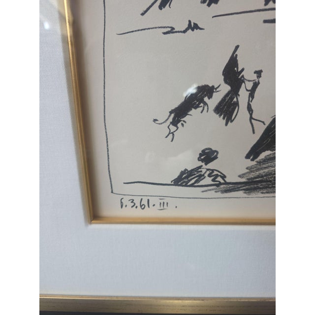 1960s Pablo Picasso Framed Litograph " a Los Toros , Jeu De La Cape 1961" For Sale - Image 5 of 5