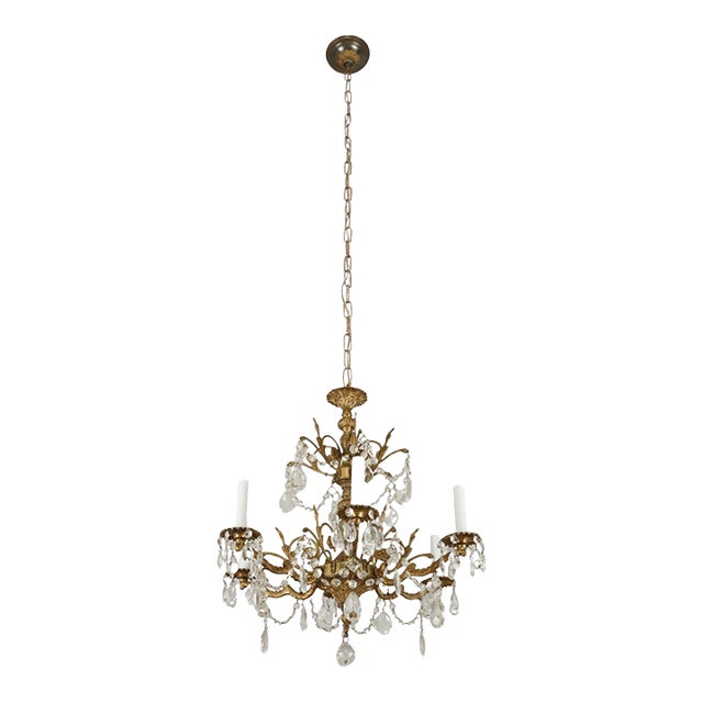 Spanish Rococo Revival Gilt Crystal Chandelier For Sale