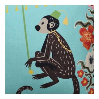 Blue Monkey and Leapord 24" Down Pillow For Sale