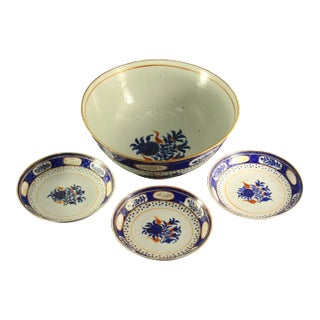 18th/19th Century Jiaqing Chinese Porcelain Large Bowl & 3 Plates Shallow Bowls For Sale