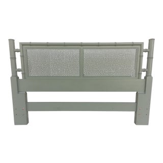 Henredon Green Faux Bamboo Queen or Full Headboard For Sale