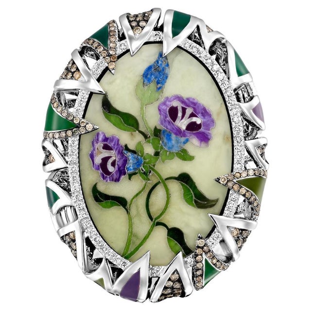 Bochic Exquisite and Bold Mosaic Flower Ring, Size 6.5 For Sale - Image 15 of 18