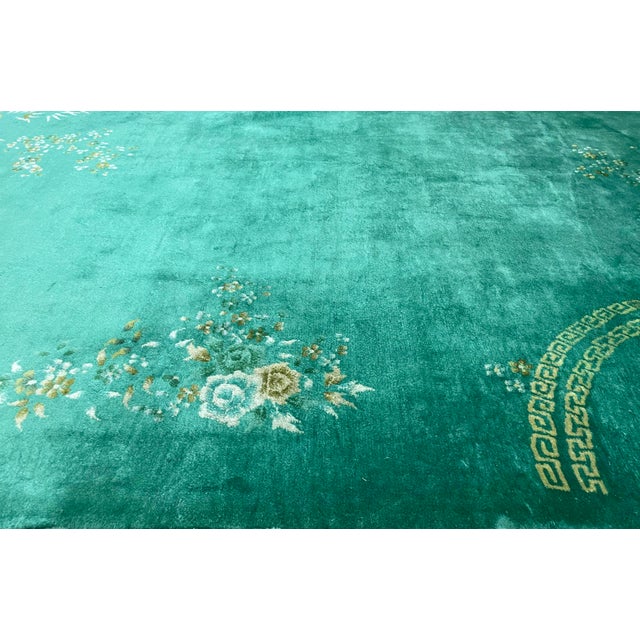 Early 20th Century Antique Art Deco Chinese Oriental Carpet, 7'10" X 9'1" For Sale - Image 5 of 14