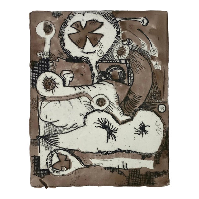 Ron Yrabedra Abstract Hand Colored Etching For Sale