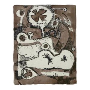 Ron Yrabedra Abstract Hand Colored Etching