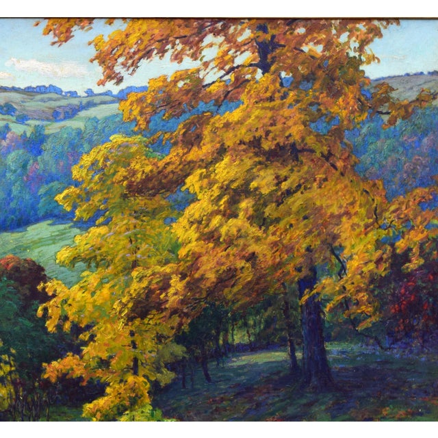 Impressionist Exceptional Antique Large New England Fall Landscape Painting by Harriet Randall Lumis For Sale - Image 3 of 10