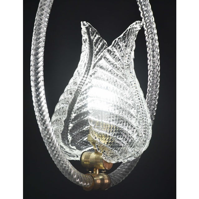 1940s Charming Transparent Art Decò Barovier E Toso Pendant Light Murano Glass For Sale - Image 11 of 12