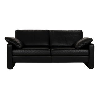Conseta Leather Two-Seater Black Sofa from Cor For Sale