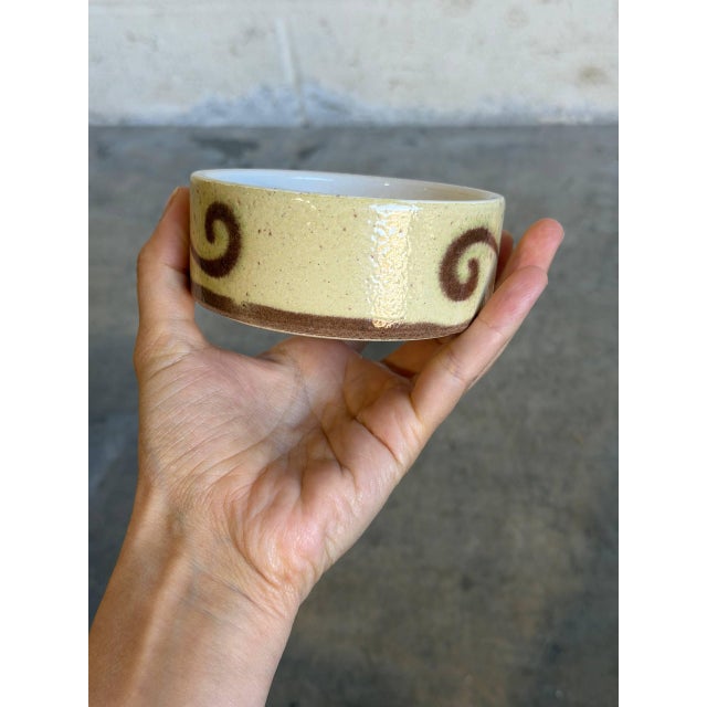 Ceramic Ramekin Small Bowl Beige Swirl Speckled Studio Pottery Mid 20th Century For Sale - Image 7 of 8