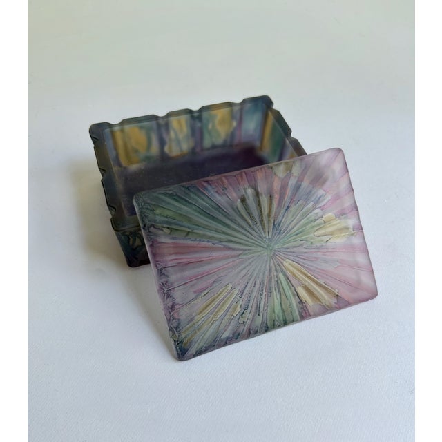 Iridescent Rainbow Glass Lidded Box, 1970's For Sale - Image 4 of 14